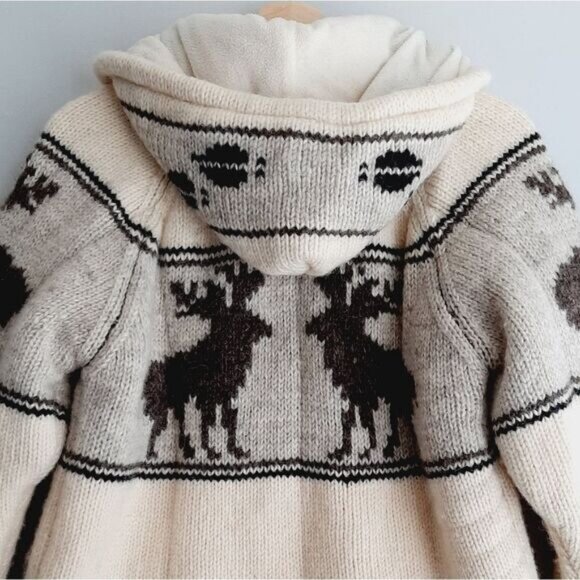 Handmade 100% Wool Chunky Sweater Full-Zip Jacket Fleece Lined Sz S - Picture 9 of 12